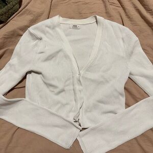 Ardene White Ribbed Cardigan